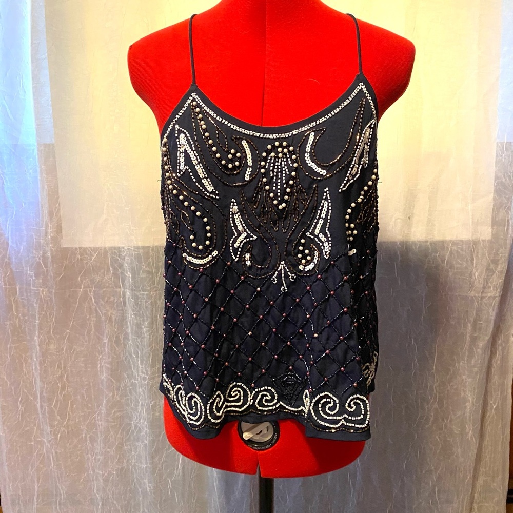 BKE Black and Silver Embellished Crop Camisole